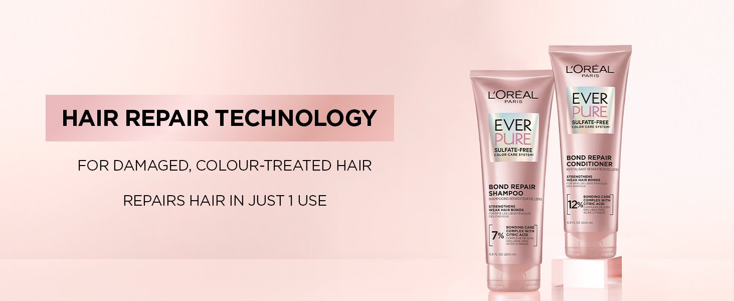 L'Oréal Paris EverPure Sulfate-Free Bonding Shampoo and Conditioner, Education Module Content Full Range Benefit